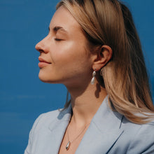 Load image into Gallery viewer, Silver Bead Pearl Drop earrings