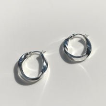 Load image into Gallery viewer, Silver Twist Creole hoop earrings