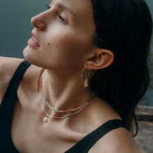 Load image into Gallery viewer, Silver Miyu Pearl Creole earrings