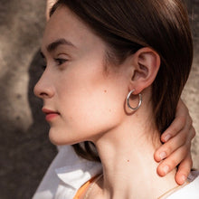 Load image into Gallery viewer, Silver Plumpy creole earrings